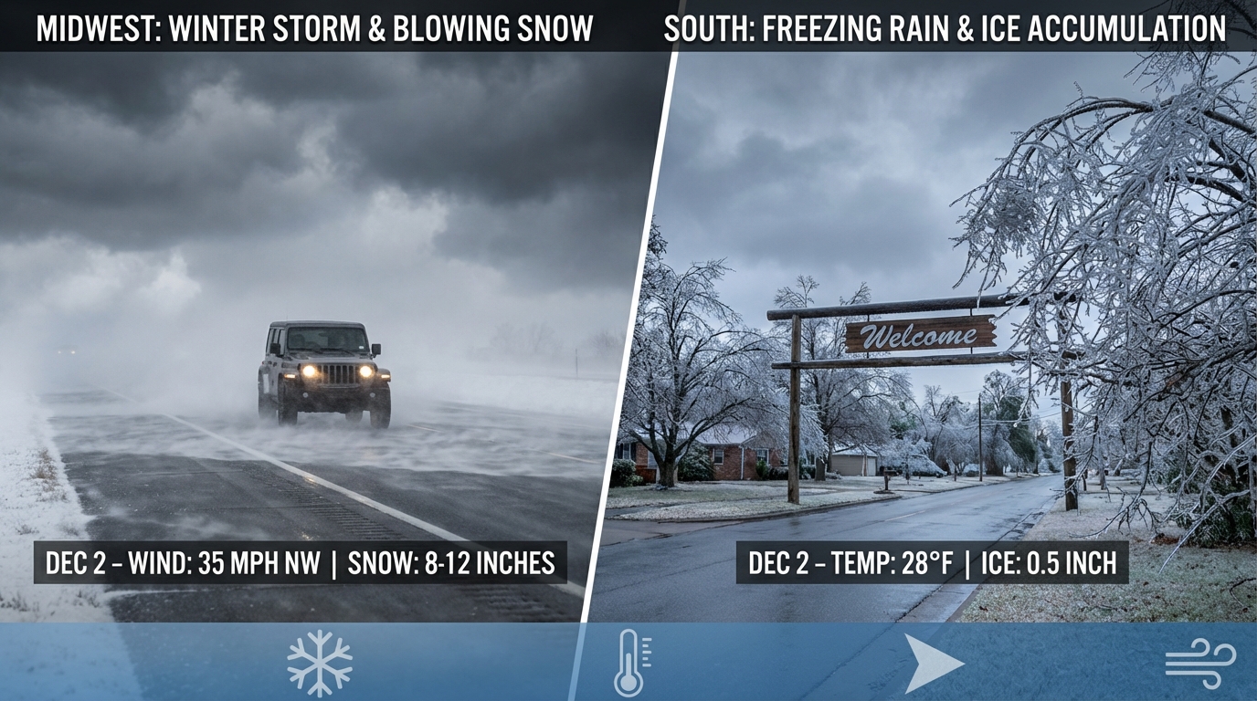Heads Up: Southern Ice Threat Increasing & Midwest Snow Alert