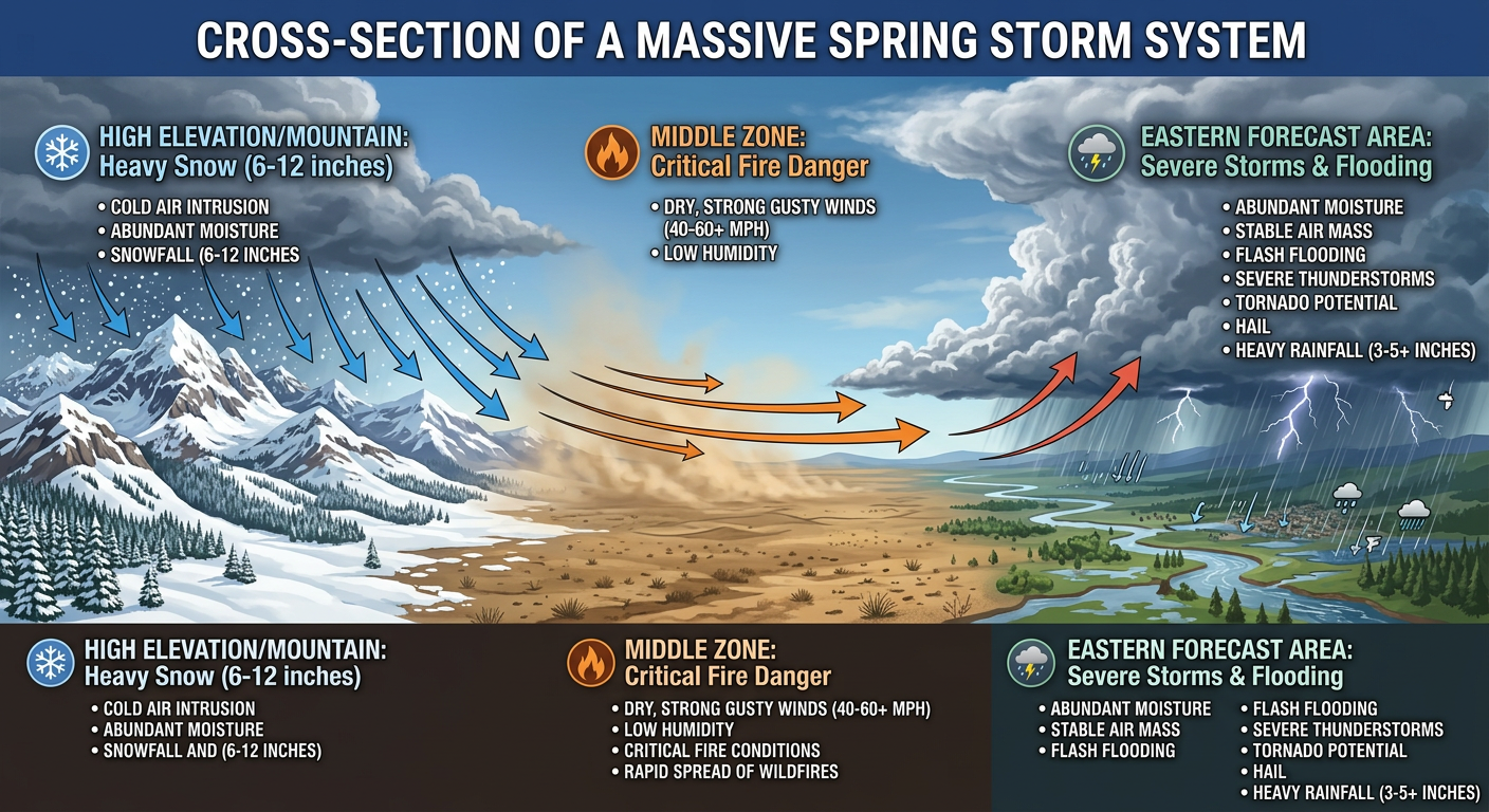 Infographic showing the anatomy of the storm system