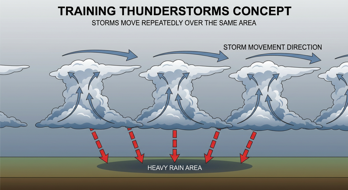 Diagram of training thunderstorms