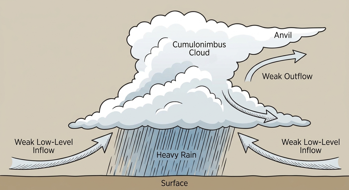 Diagram of slow-moving thunderstorms