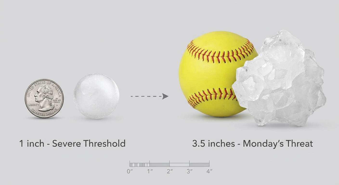 Massive hailstone comparison