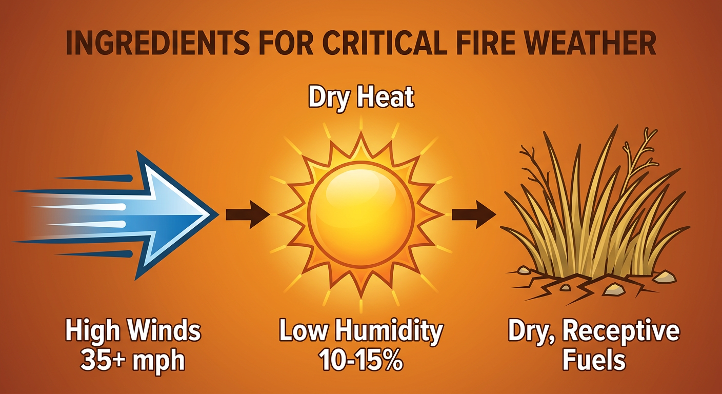 Infographic showing fire weather conditions