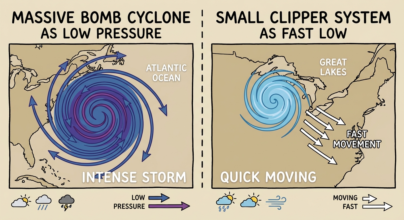 Clipper vs Bomb Cyclone