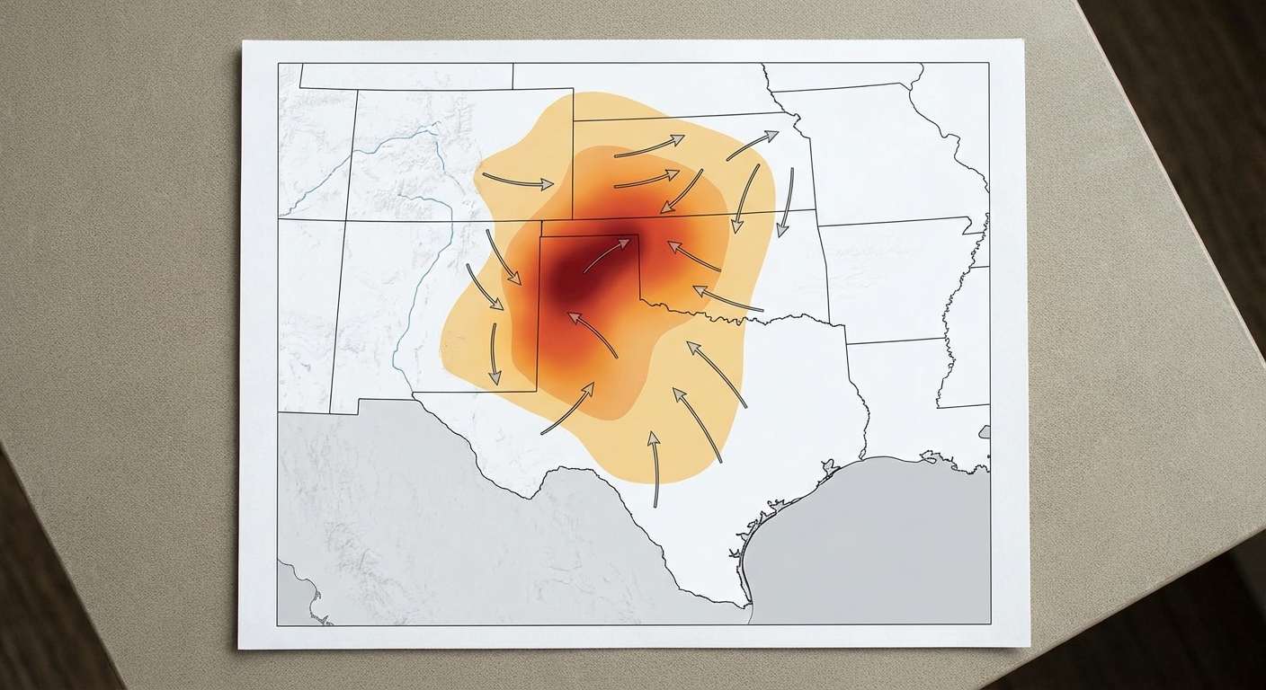 Wind and dry air setup over the Southern Plains