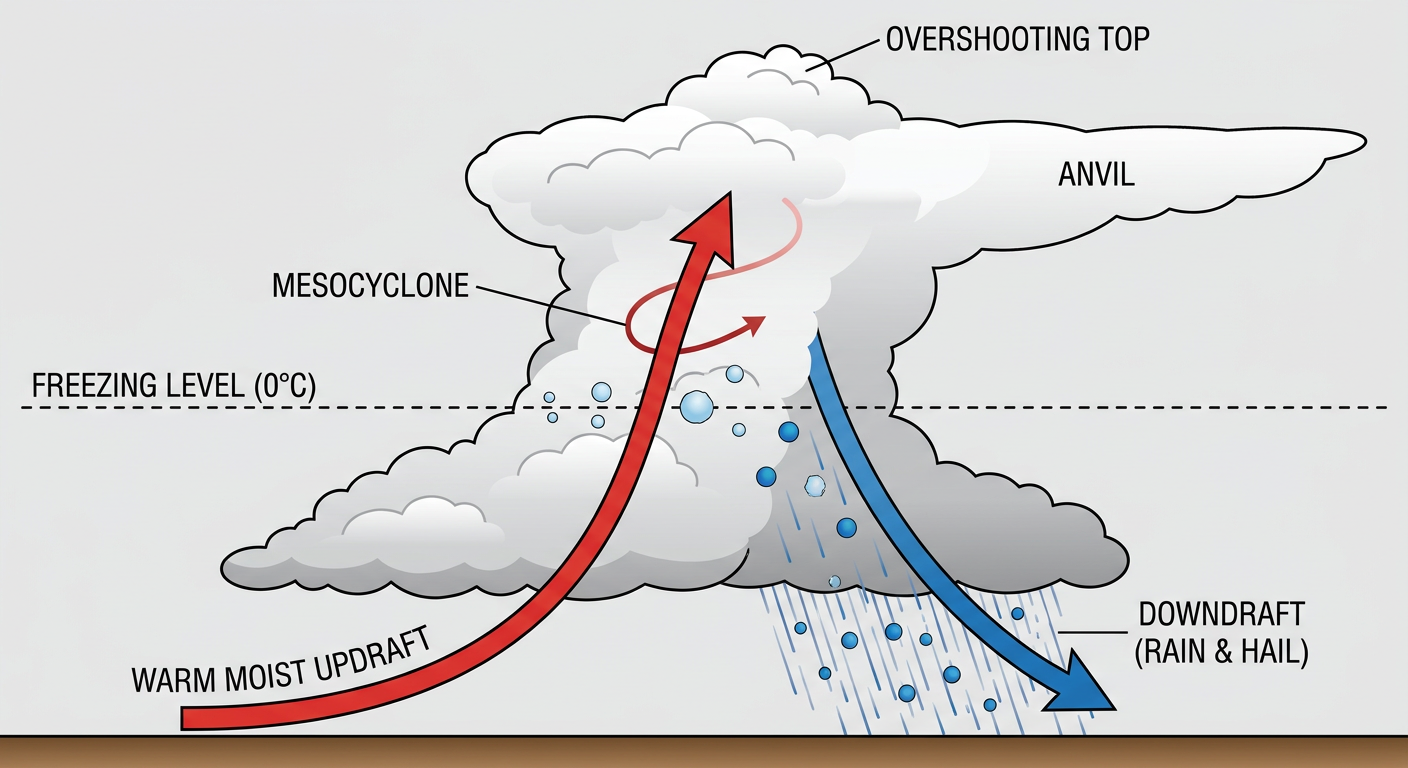Supercell Updraft Diagram