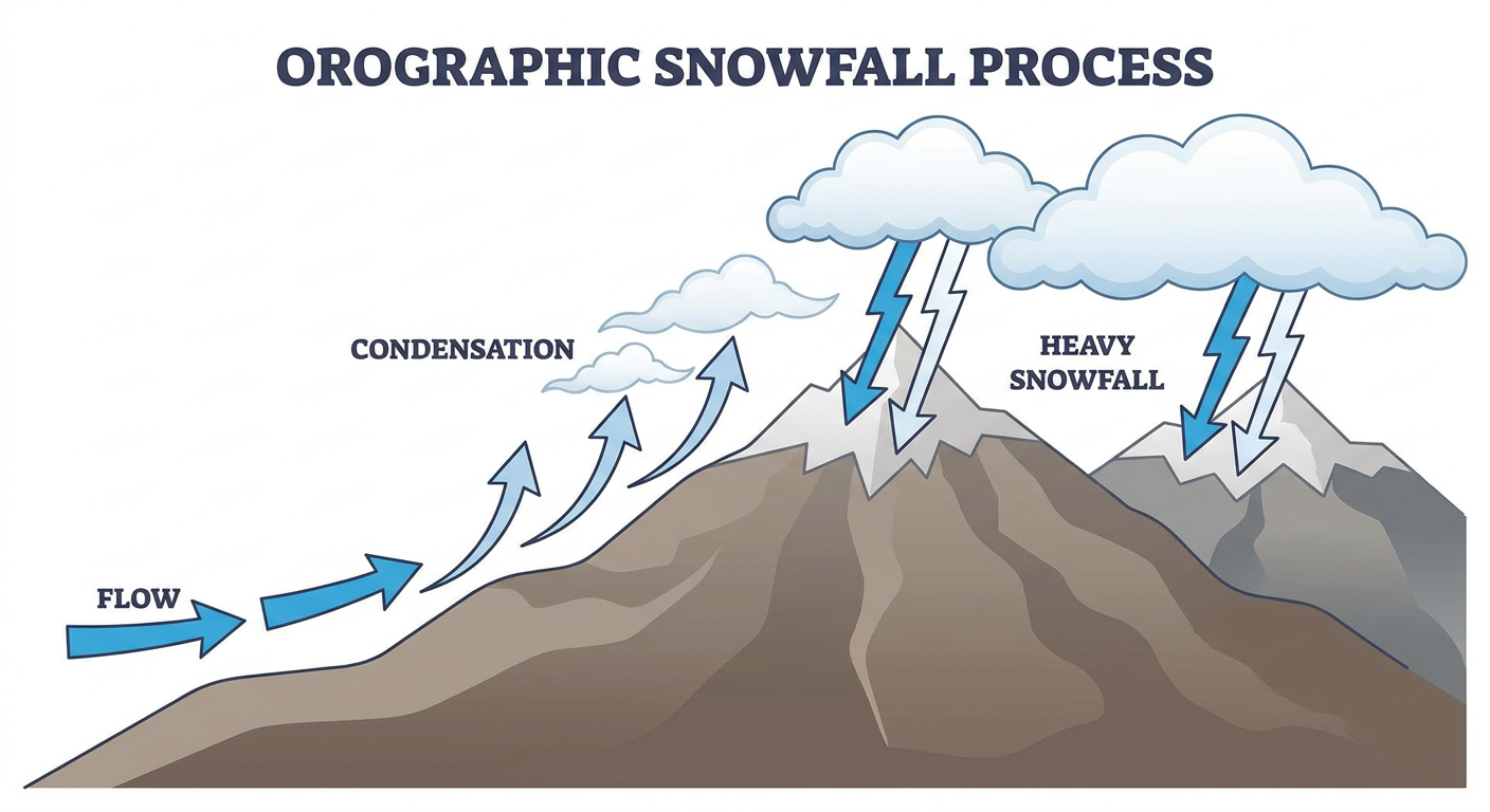 Diagram of upslope snow generation
