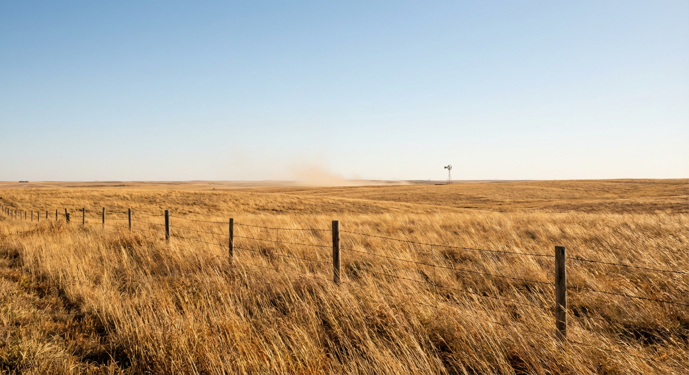 Dry, windy plains in Nebraska highlighting fire weather conditions