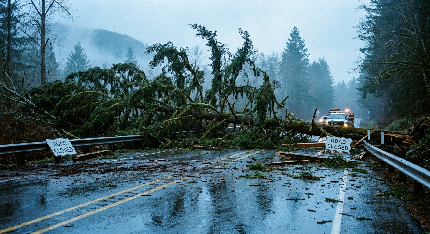 Wind damaged trees