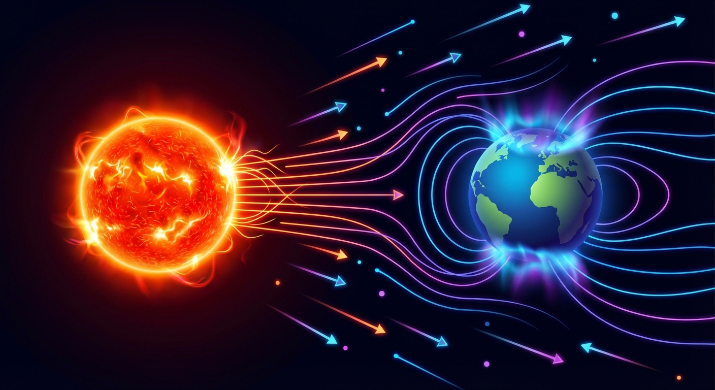 Solar storm interacting with Earth
