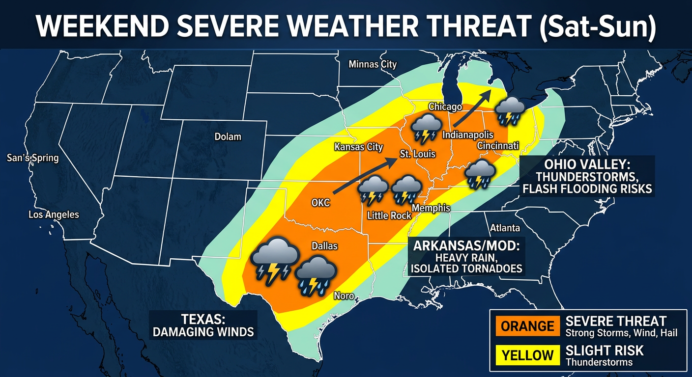 Weekend severe weather risk map