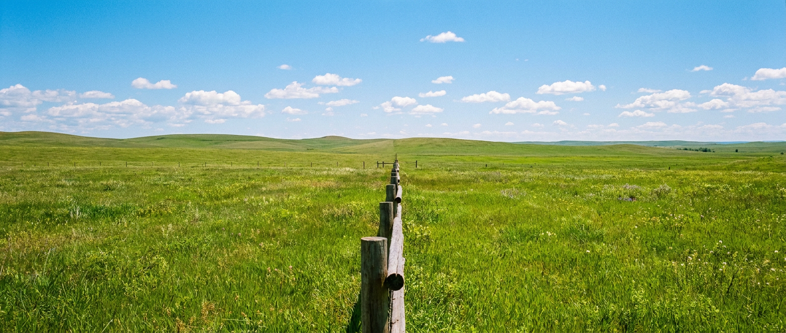 Clear skies over a grassy field