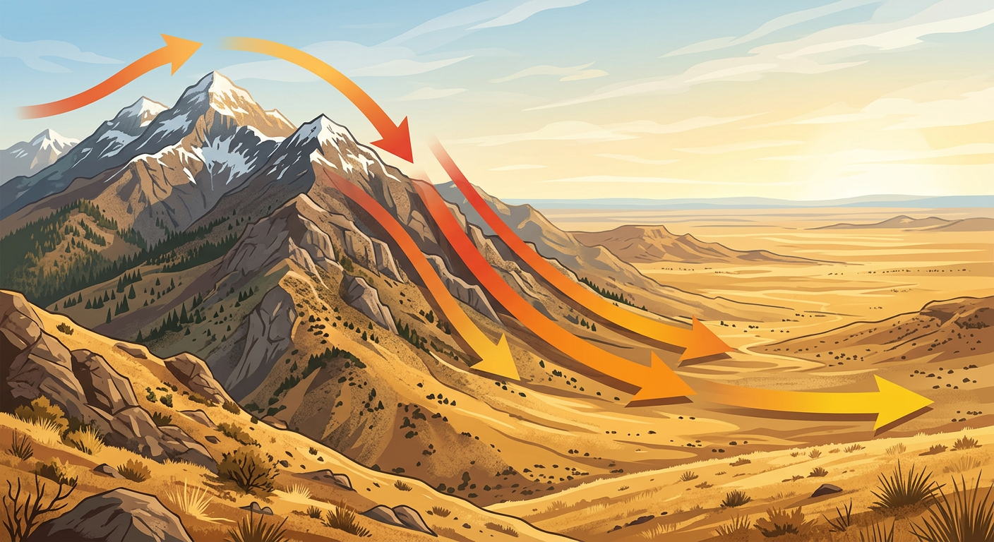 Wind funneling fire weather diagram