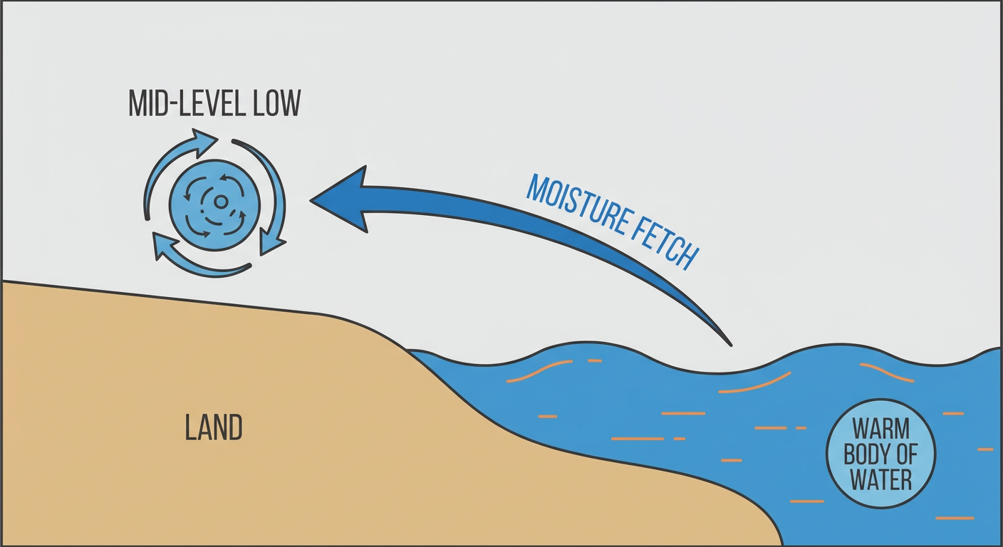 Diagram showing atmospheric moisture transport