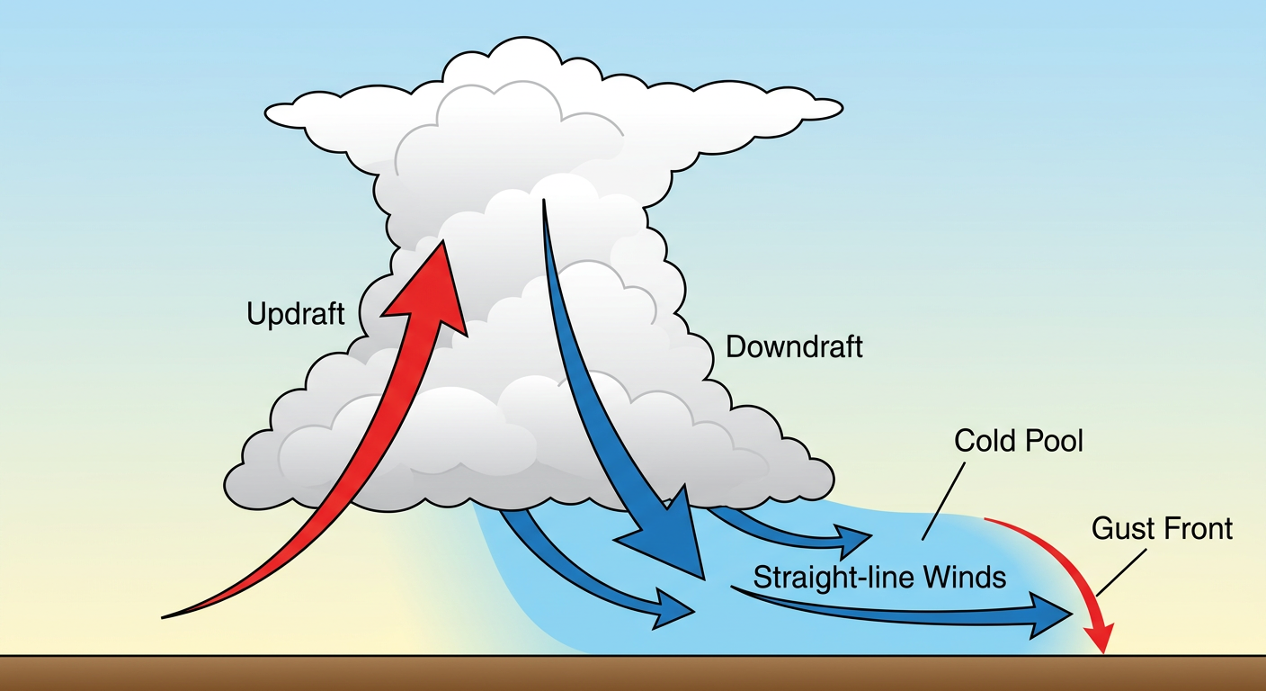 Thunderstorm downdraft diagram