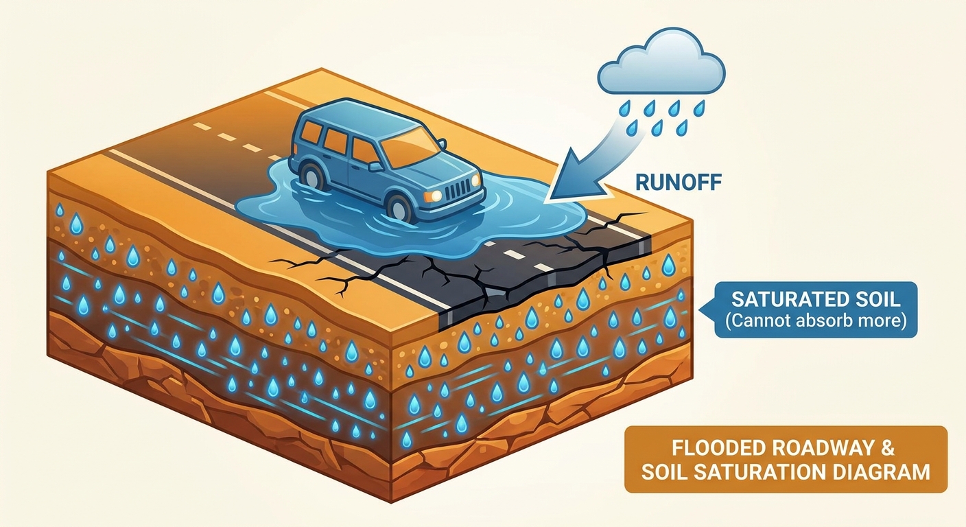 Flash flood saturation diagram