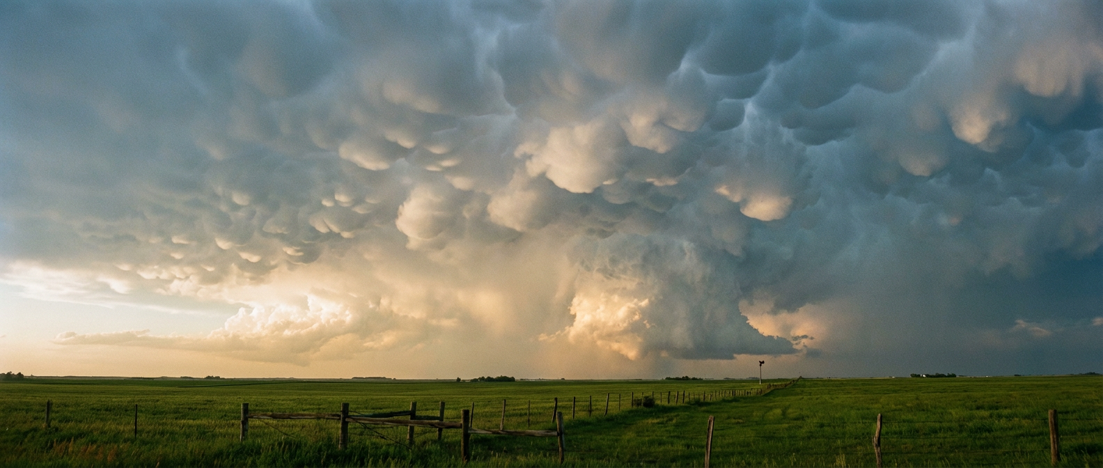 Supercell thunderstorm building over the Kansas plains