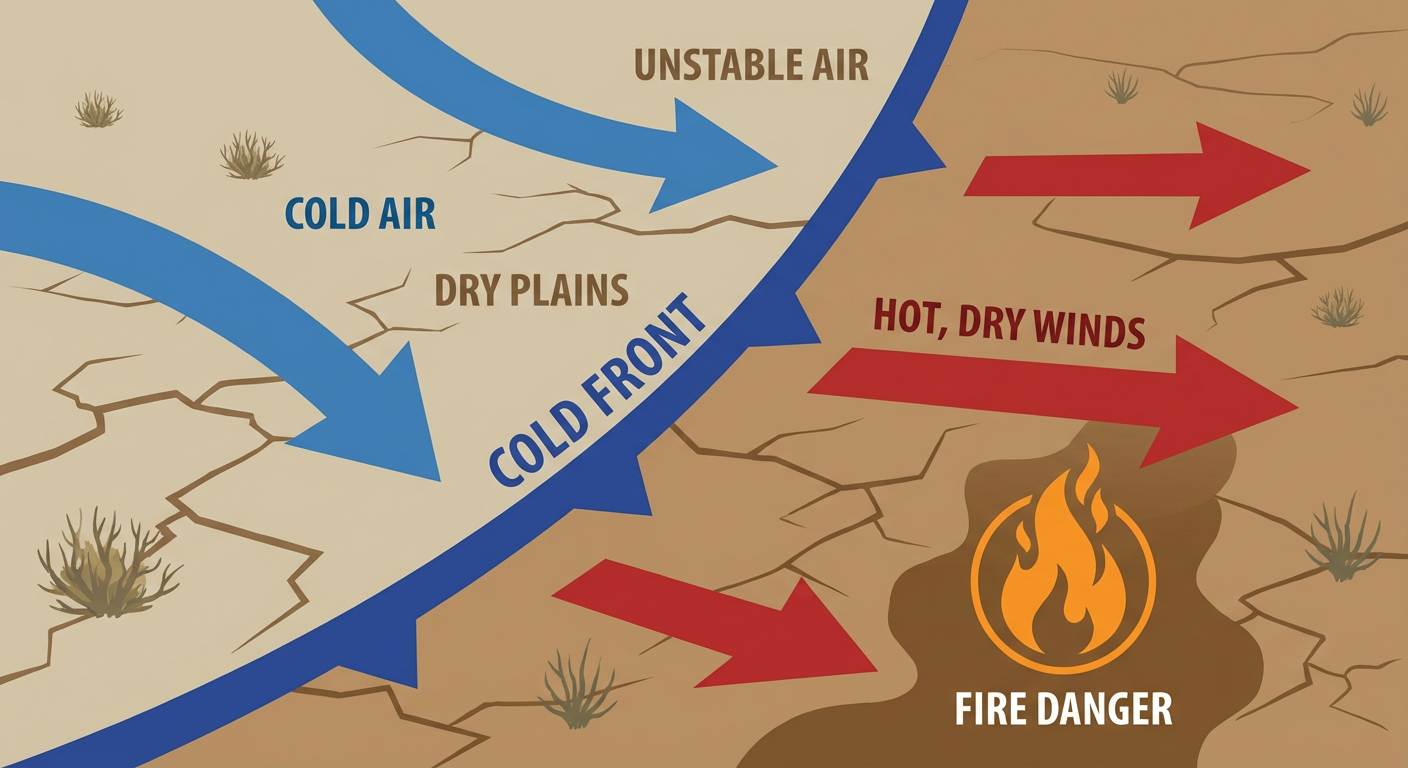 Dry line fire weather diagram