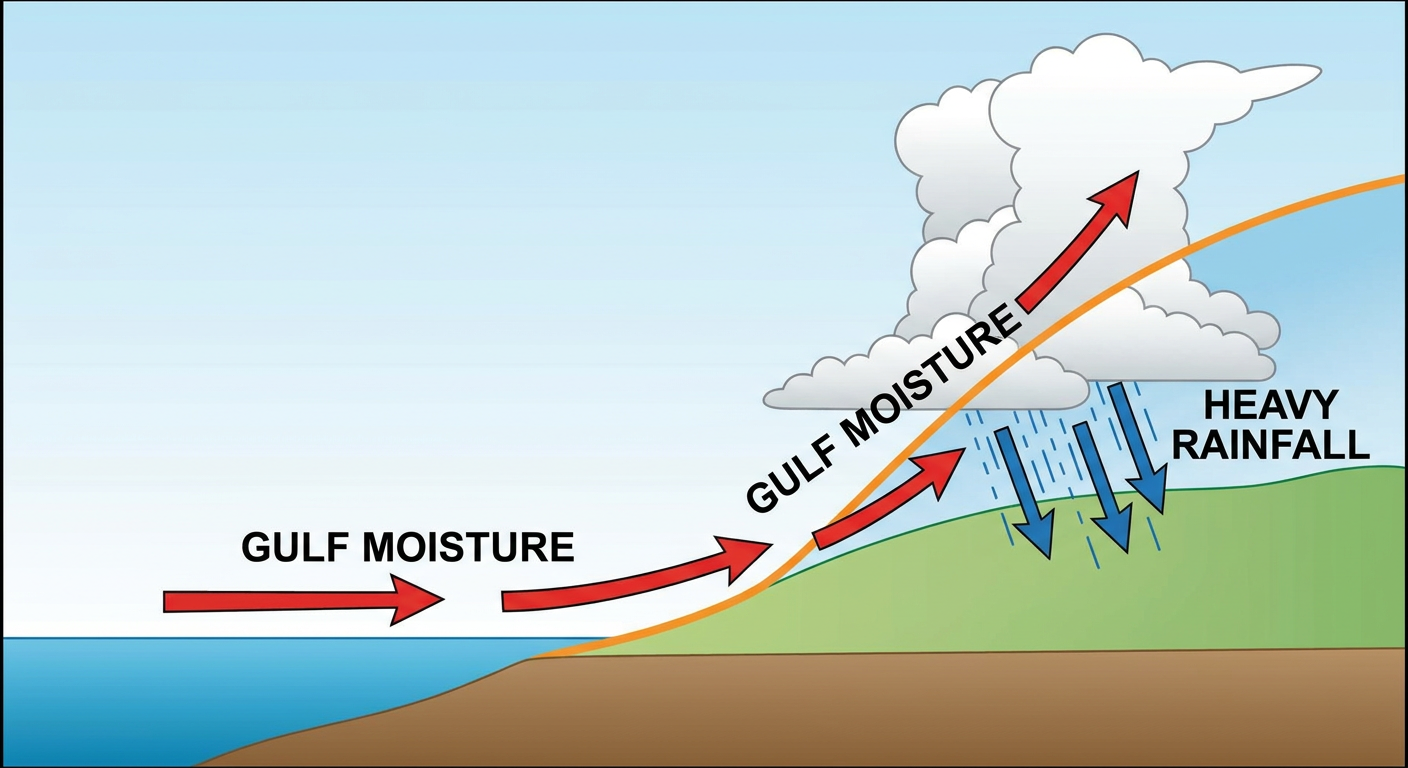 Diagram of atmospheric moisture transport