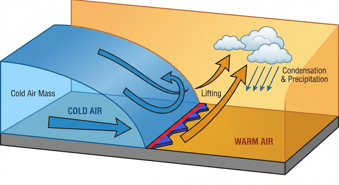 Diagram showing a steep temperature drop