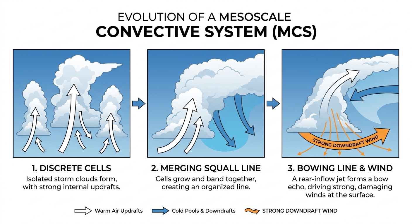 Diagram showing storm evolution