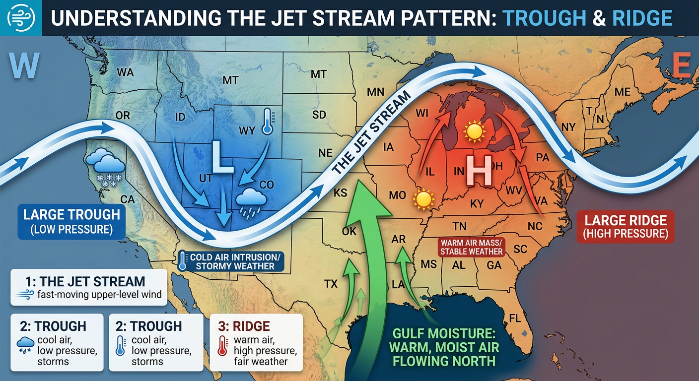 Diagram showing the stuck weather pattern