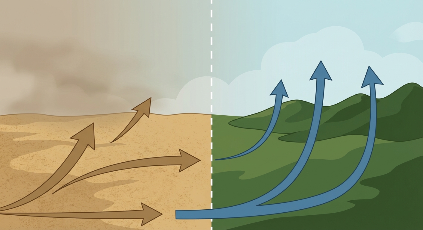 Diagram showing the transition from dry, windy fire weather to moist, unstable severe weather setup in the Plains