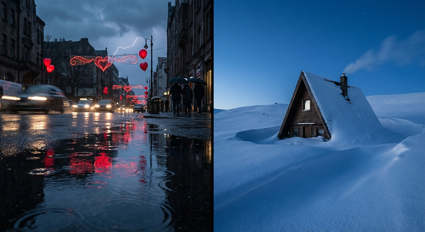Valentine's Day Outlook: Severe Storms Crash Date Night in the South & 8 Feet of Snow for California